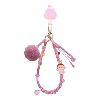 Labubu Pom Party Sleutelhanger “Rose Red”